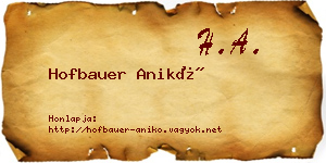 Hofbauer Anikó névjegykártya